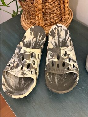 Merrell slides brown and white open toe sandals men’s 12